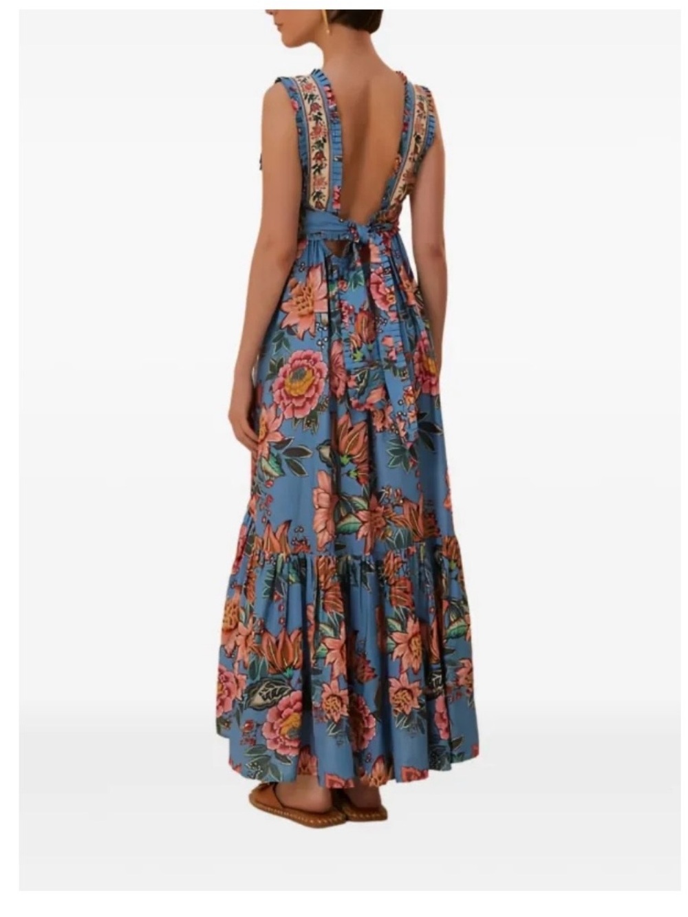 FARM Rio Wonderful Bouquet Blue Sleeveless Maxi Dress Size XS - Picture 13 of 14